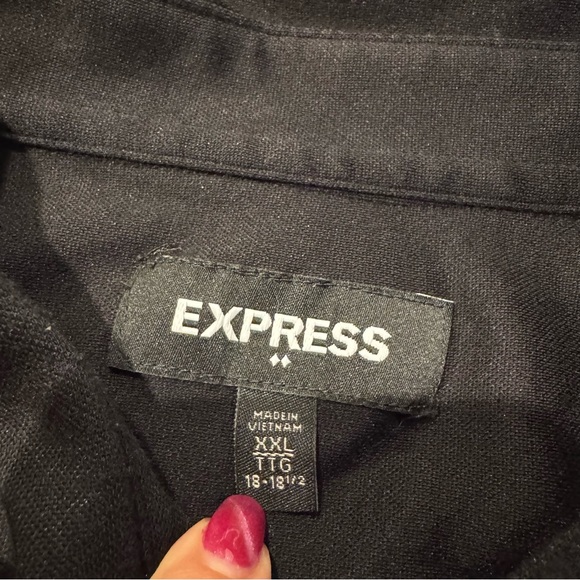 Express Black and Navy Patterned Casual Shirts long sleeve button down size XXL - Picture 7 of 9
